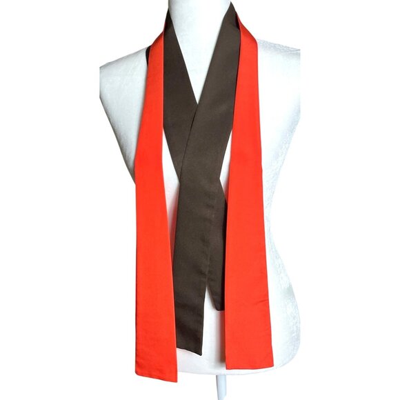 Vintage Accessories - Vintage Scarves Ties Neck Hair Belt Orange Brown 60s Bundle Chic Womens